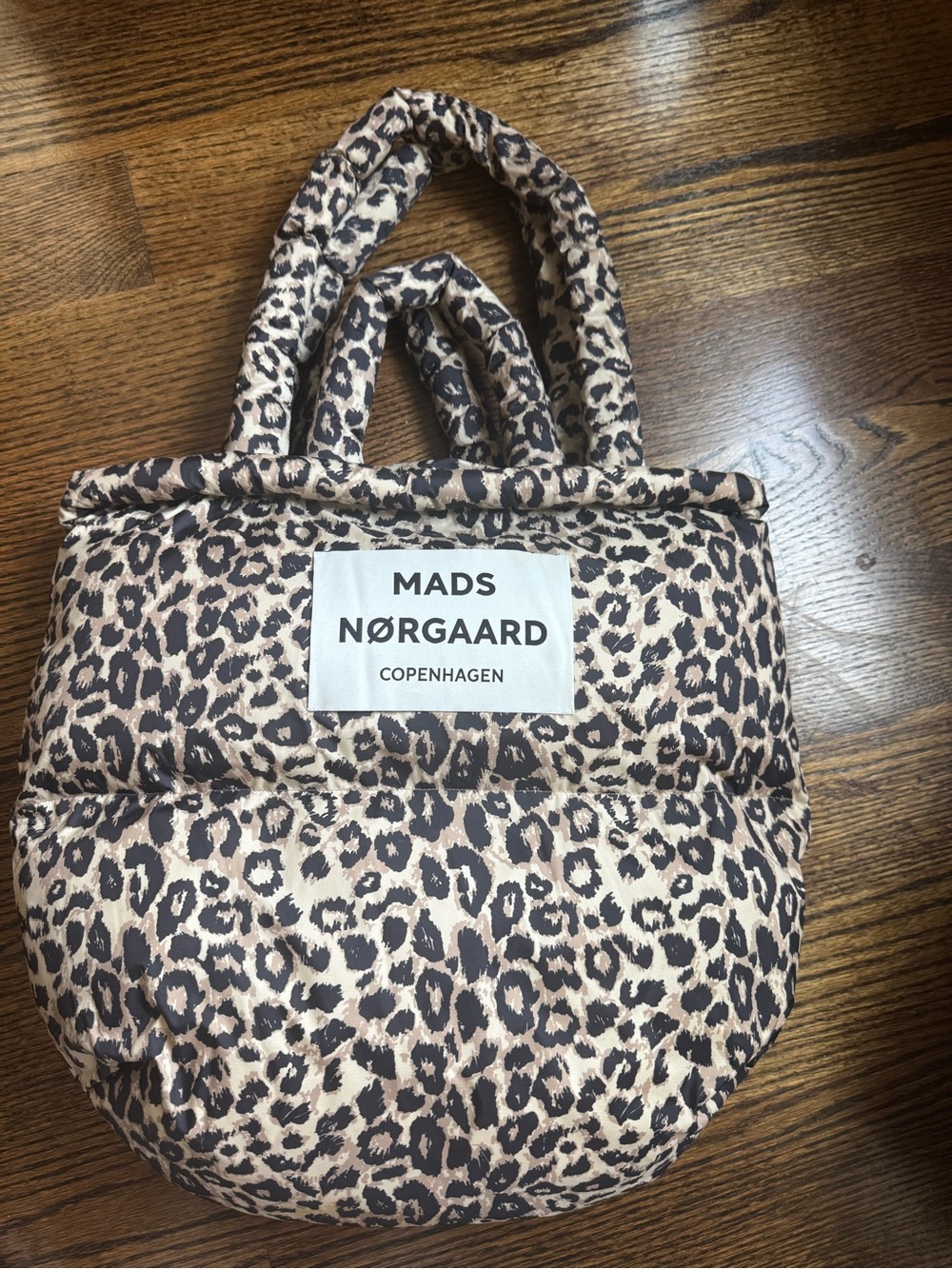 Leopard Print Puffer Tote - Beige/Brown